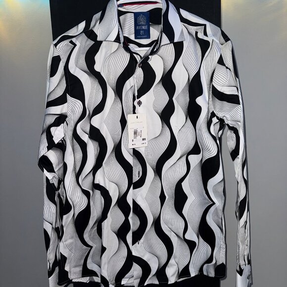Avenue 21 Wave Print Dress Shirt - Picture 1 of 2